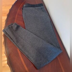 Tory Burch Grey Pants with Faux Leather Trim